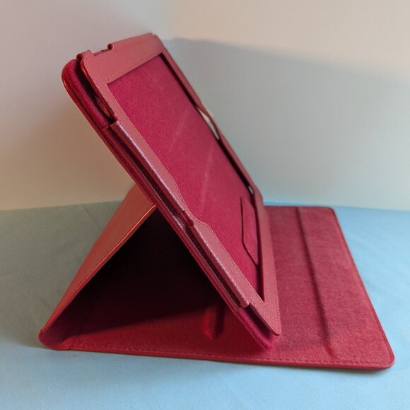 Roocase Red Leather Folio Protective Case Cover Stand Roocase 10"-10.5" Tablet - Picture 5 of 13